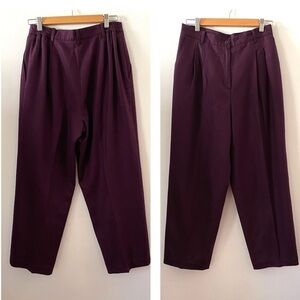 SagHarbor 100% Wool Purple High Waist Pleated Trousers